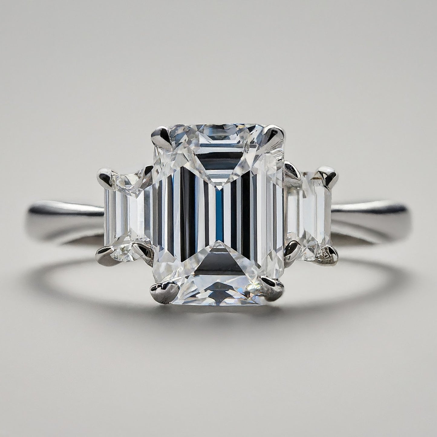 Trilogy Emerald Diamond Shape Ring