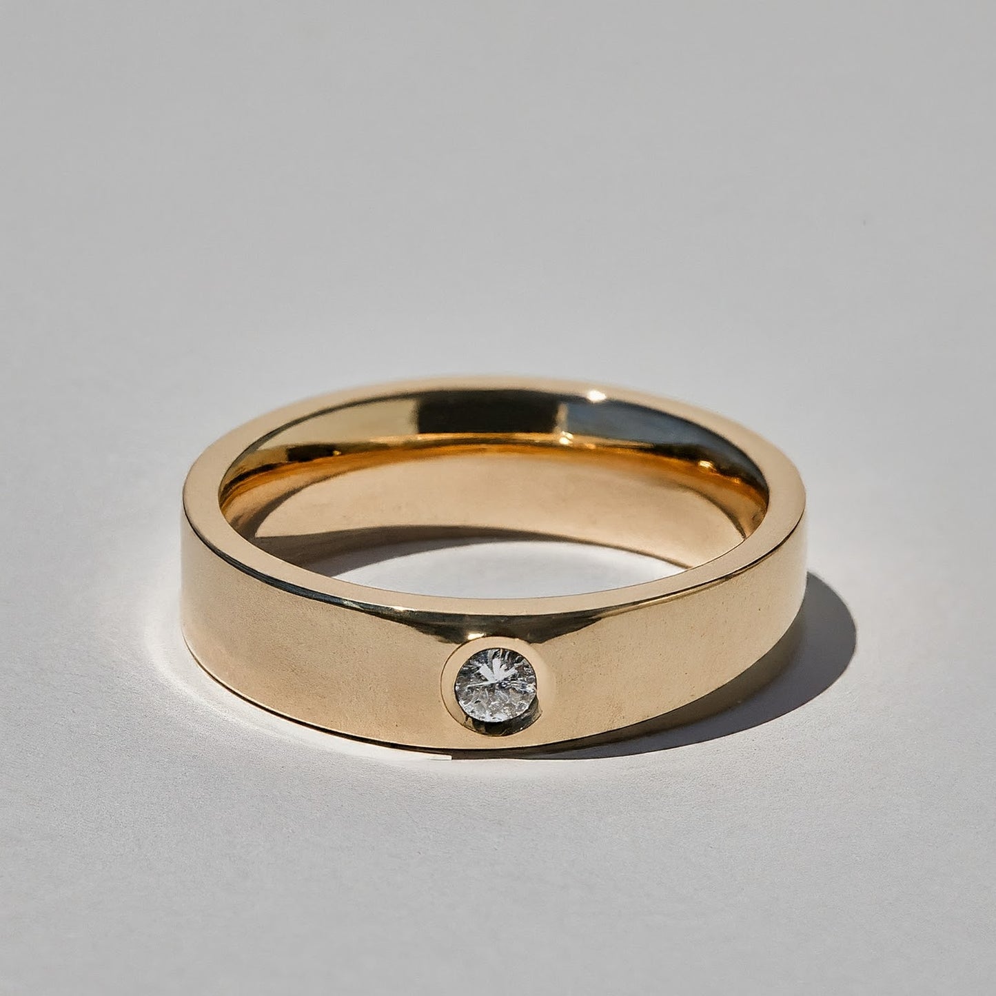 Bezel Set Round Diamond Wedding Band Men