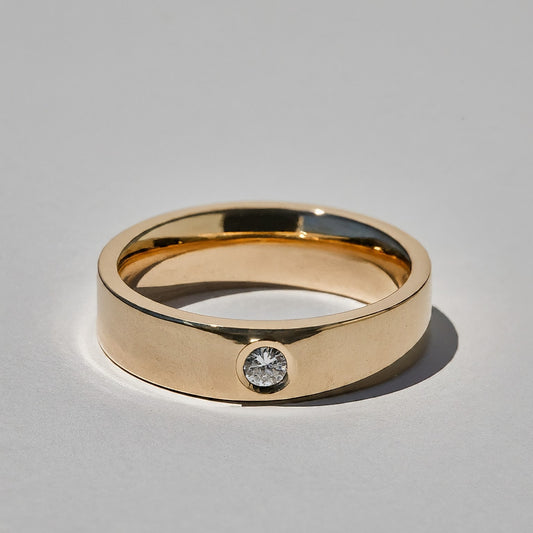 Bezel Set Round Diamond Wedding Band Men