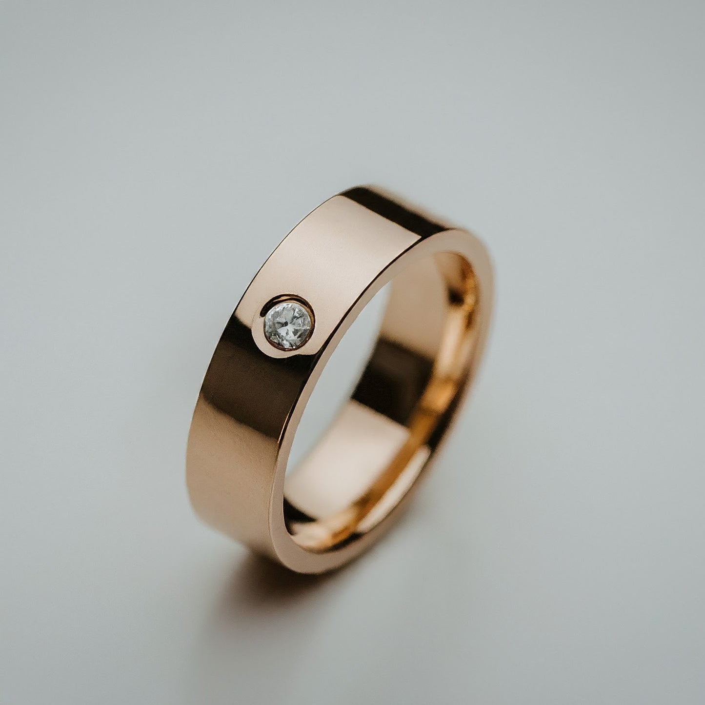 Bezel Set Round Diamond Wedding Band Men