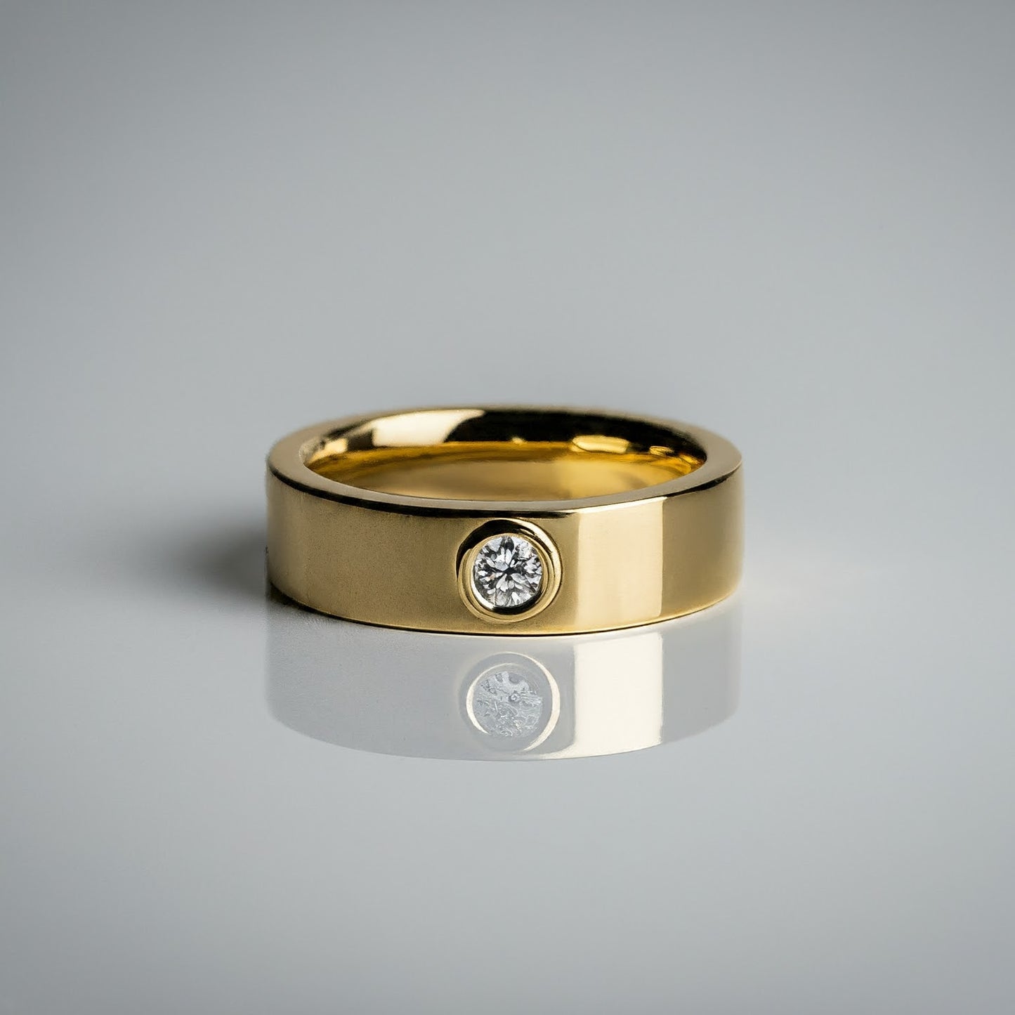 Bezel Set Round Diamond Wedding Band Men