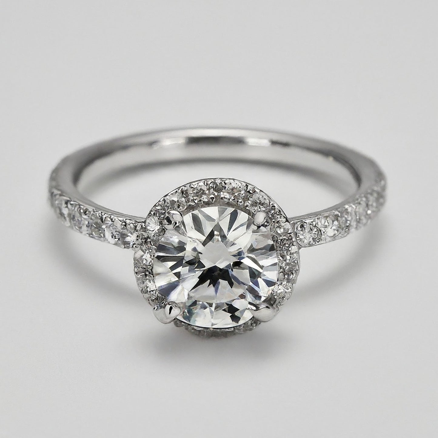 Halo Diamond Side Stone Ring