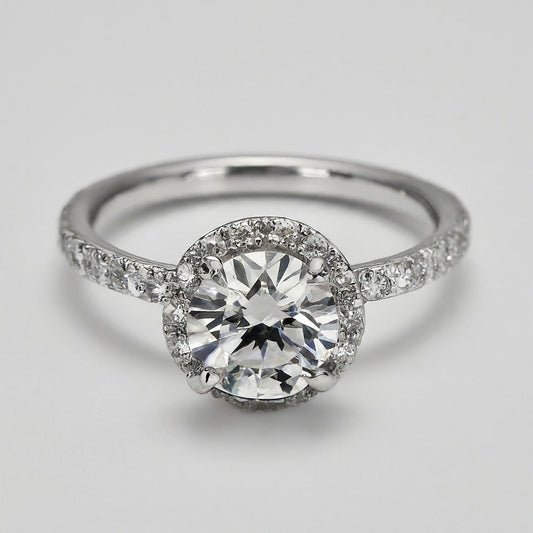 Halo Diamond Side Stone Ring
