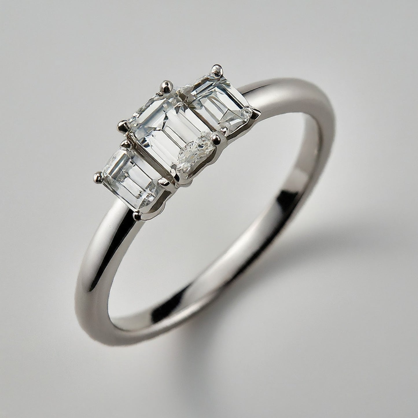 Trilogy Emerald Diamond Shape Ring