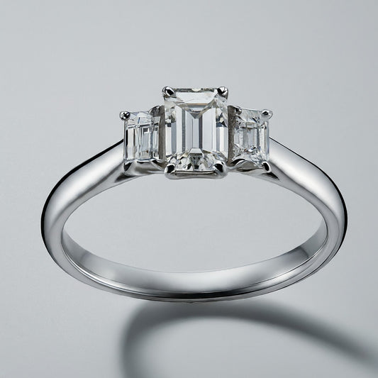 Trilogy Emerald Diamond Shape Ring