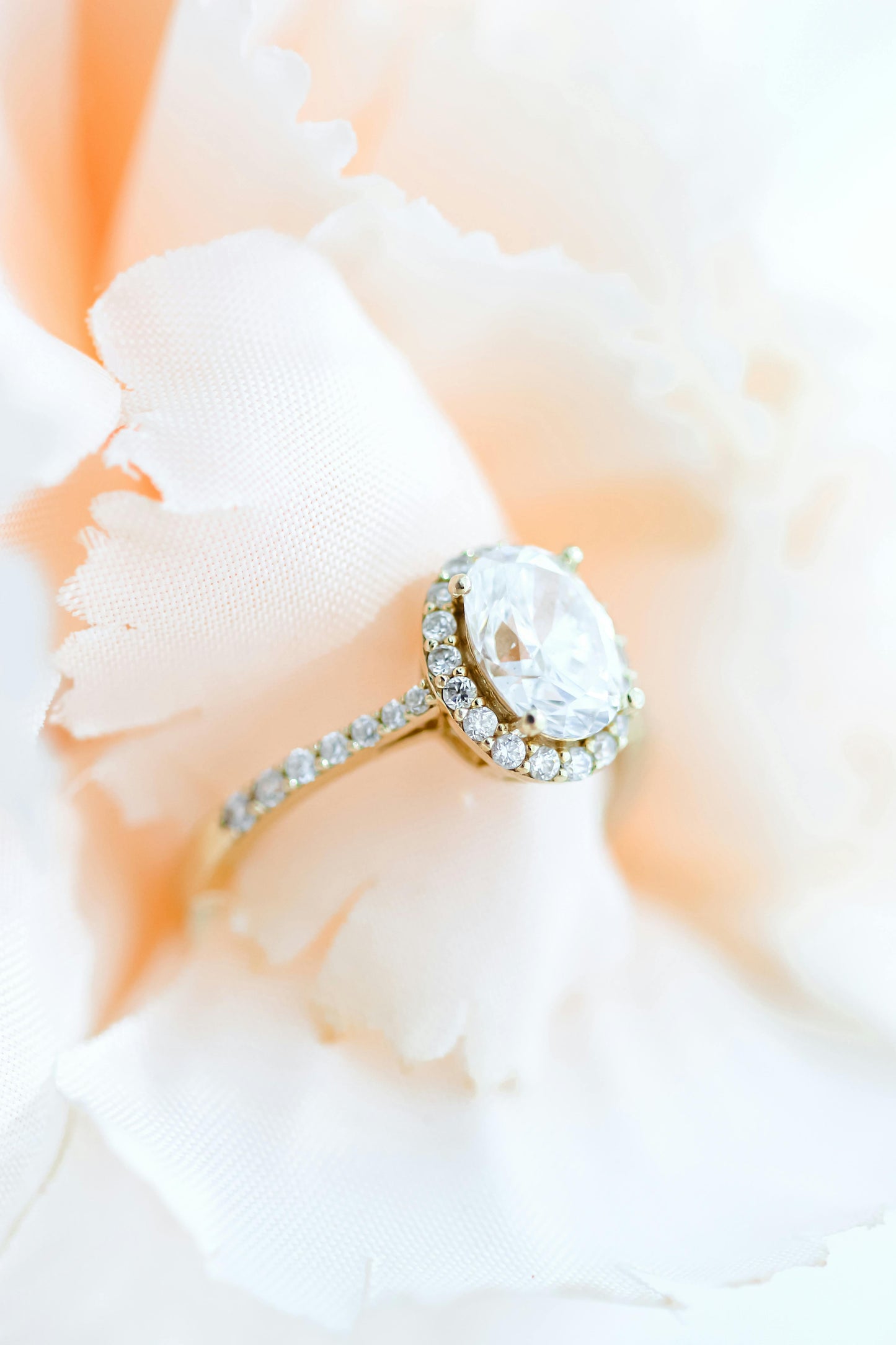 Halo Diamond Side Stone Ring